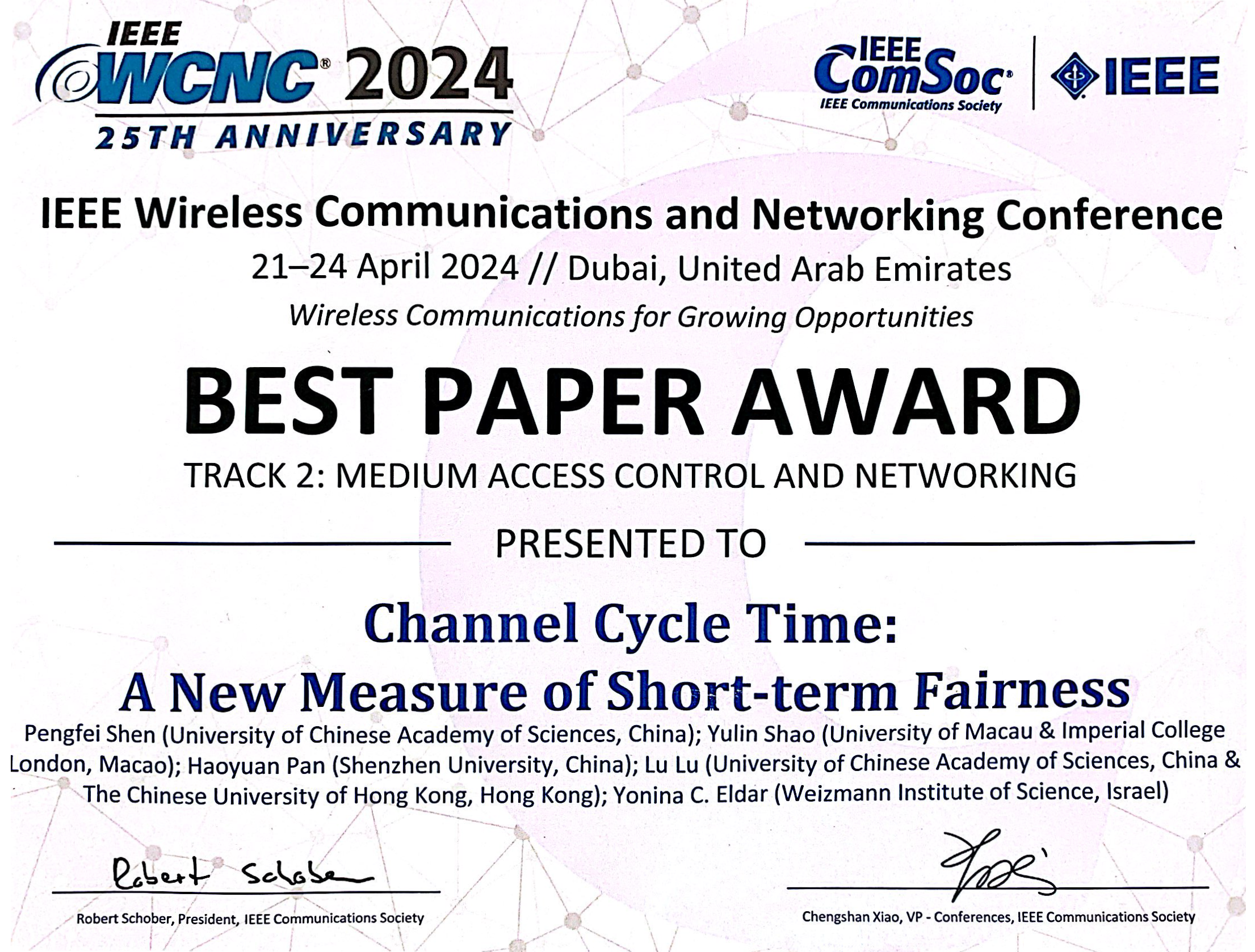 WCNC Best Paper Award